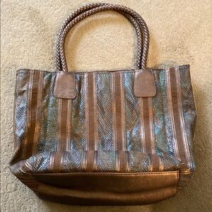 ***NWOT*** BIG‎ BUDHHA STRIPED SHIMMERY SHOULDER BAG WITH BRAIDED STRAPS